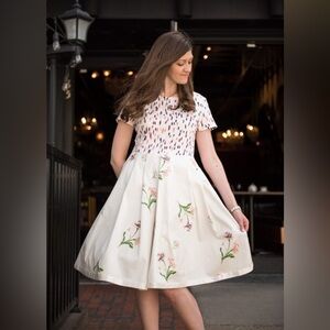 DISNEY Alice Through the Looking Glass “Madcap Cottage” A-line Midi Dress SZ 14